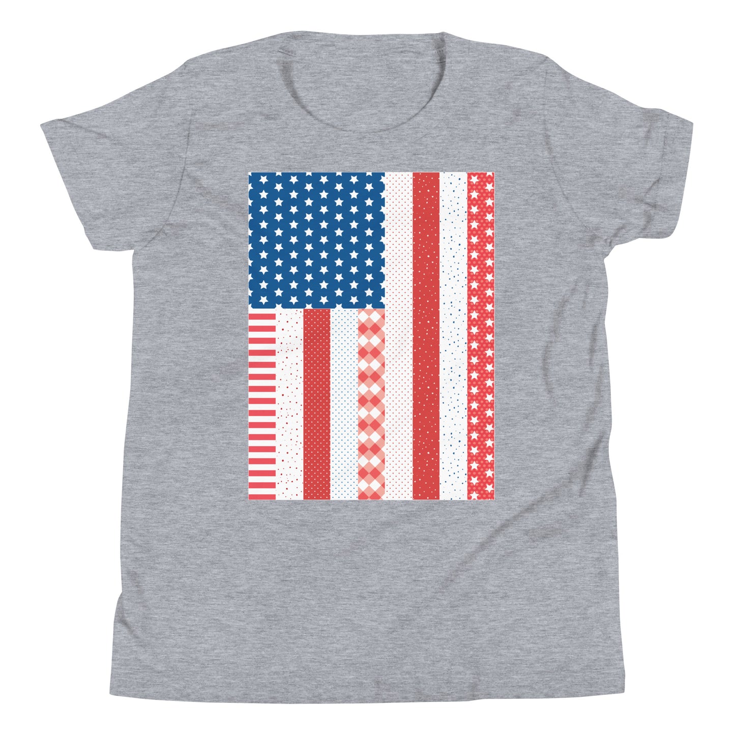 Quilt Block American Flag Youth Short Sleeve T-Shirt