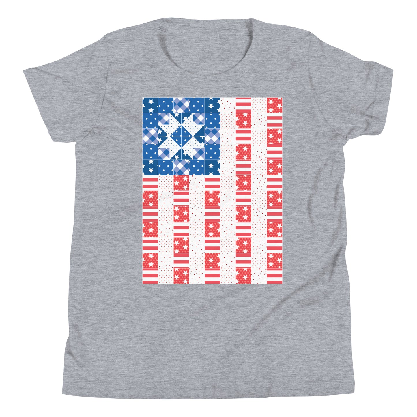 Quilt Block Americana Flag Youth Short Sleeve T-Shirt