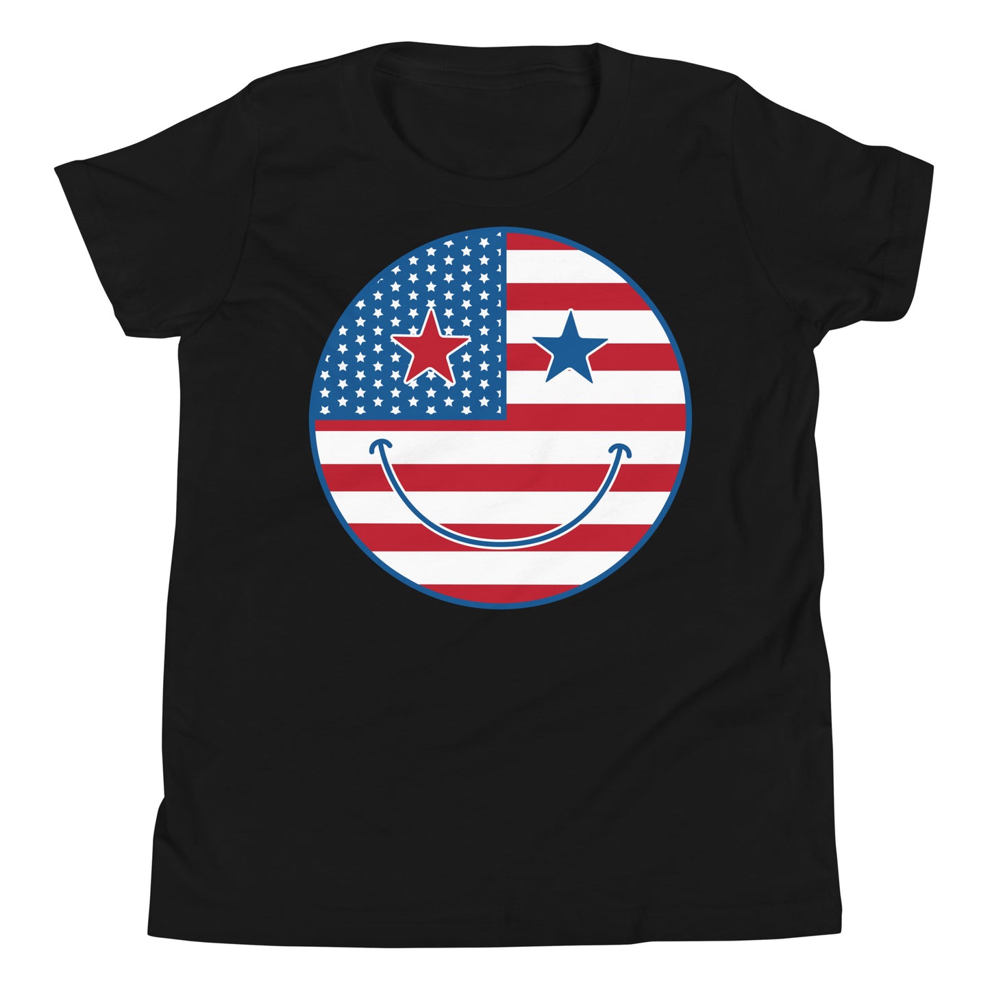 Patriotic Smiley Youth Short Sleeve T-Shirt