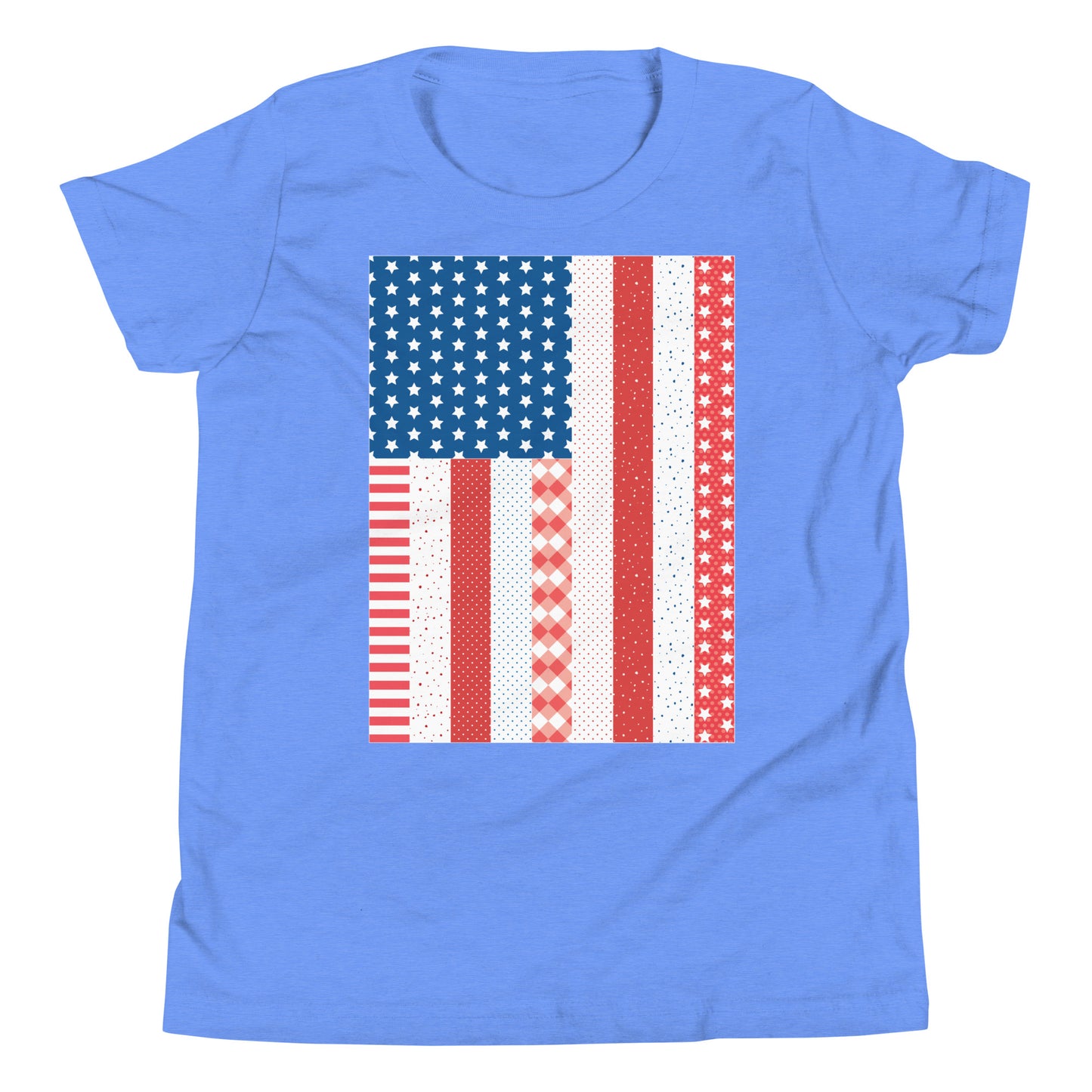 Quilt Block American Flag Youth Short Sleeve T-Shirt