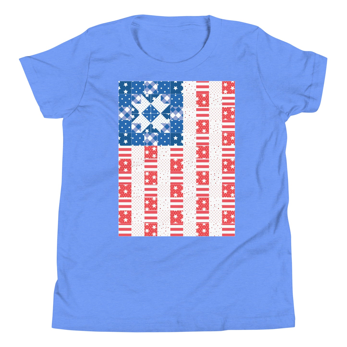 Quilt Block Americana Flag Youth Short Sleeve T-Shirt