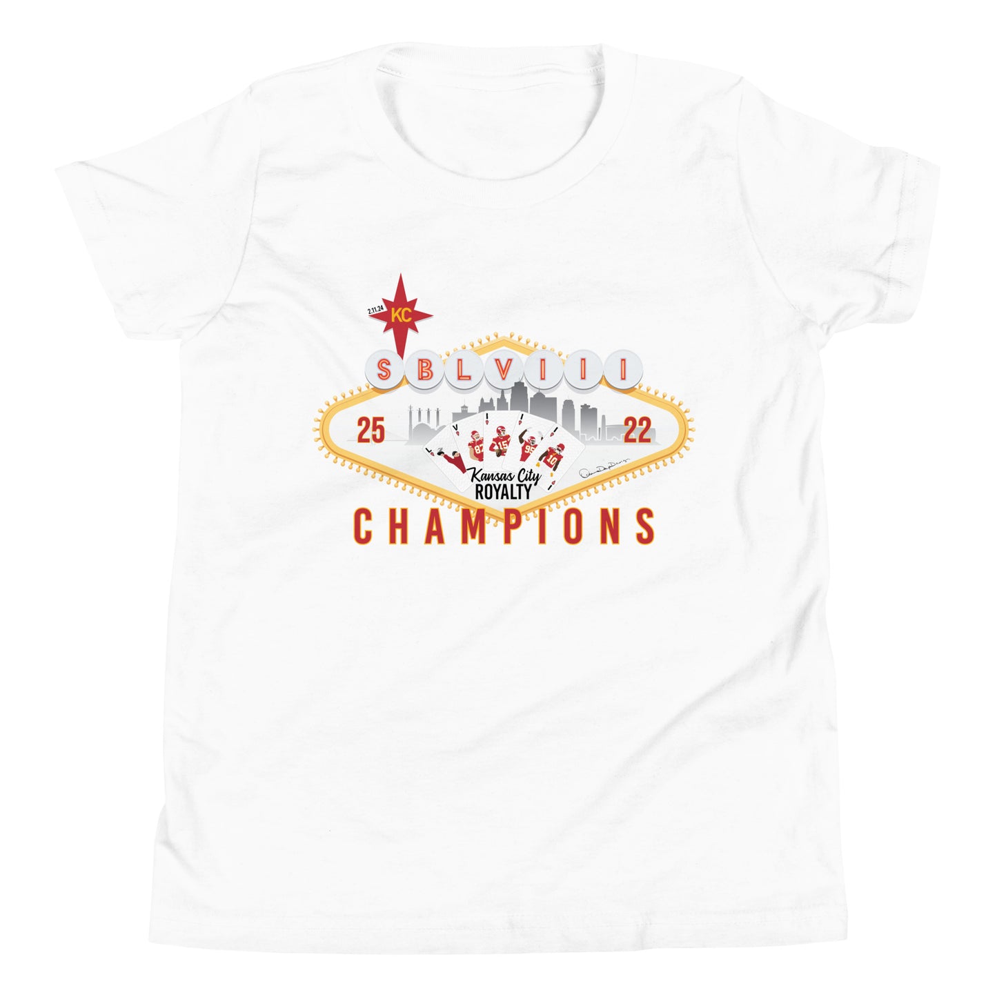 Super Bowl Vegas Royal Flush Youth Short Sleeve T-Shirt