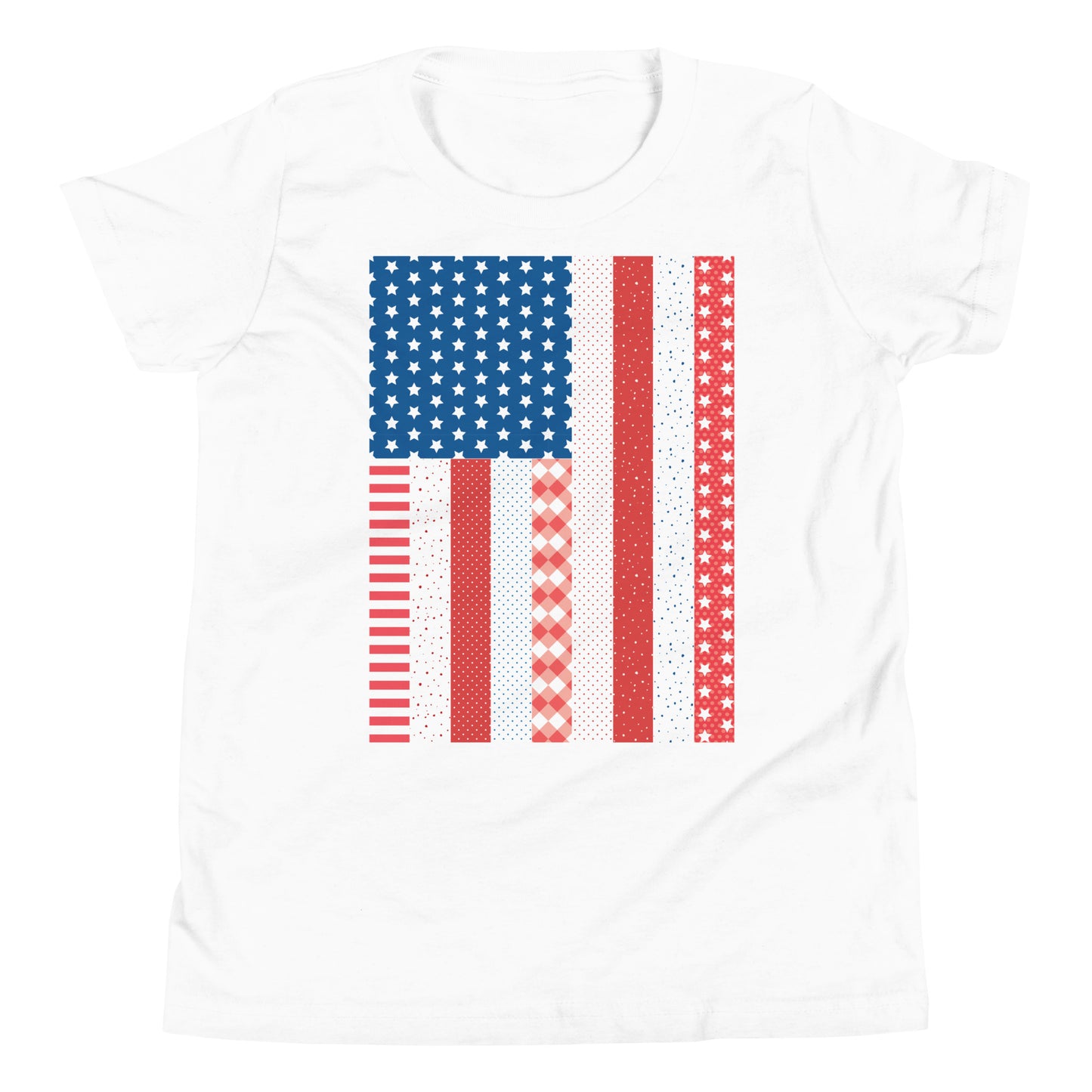 Quilt Block American Flag Youth Short Sleeve T-Shirt